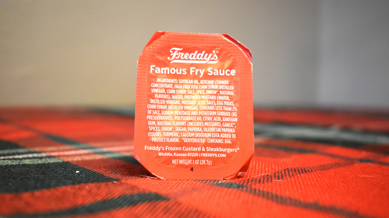 reddish orange package of freddy's fry sauce