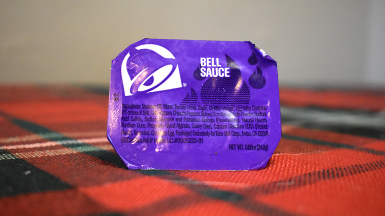 purple package of bell sauce