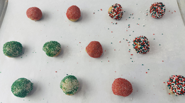 Peanut butter cookie dough coating with sprinkles