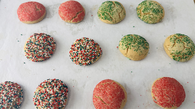 Baked festive peanut butter blossoms