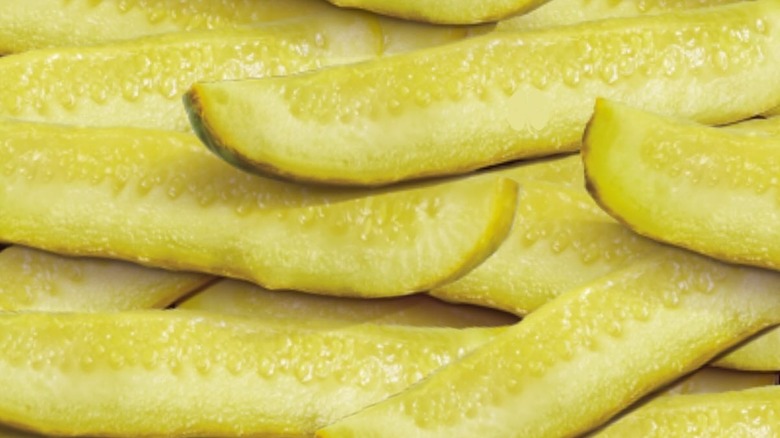 Close-up of Firehouse Subs' pickle spears