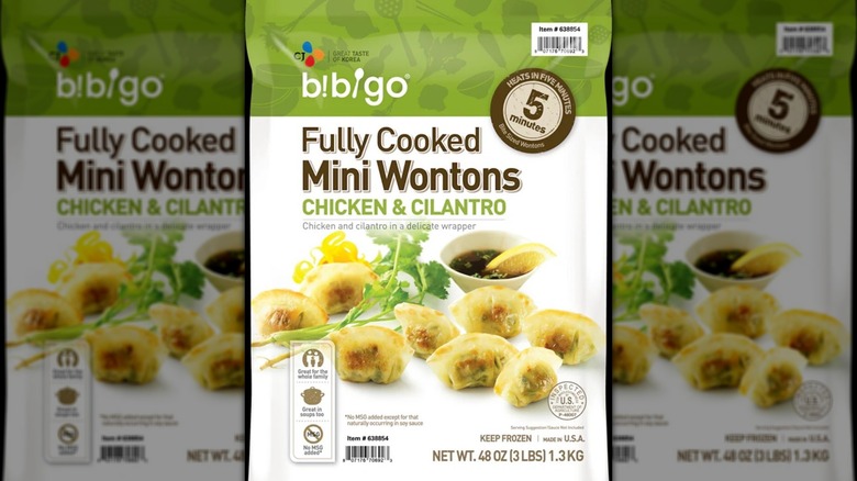 A bag of Bibigo Chicken & Cilantro Mini Wontons