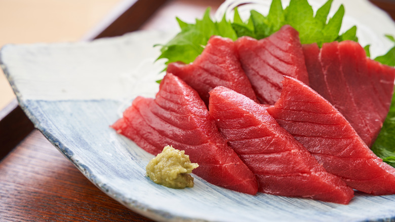 tuna sashimi with wasabi