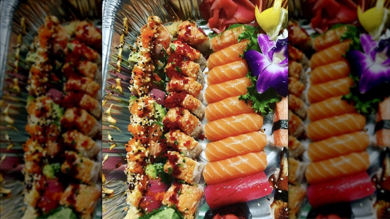 takeout sushi platter