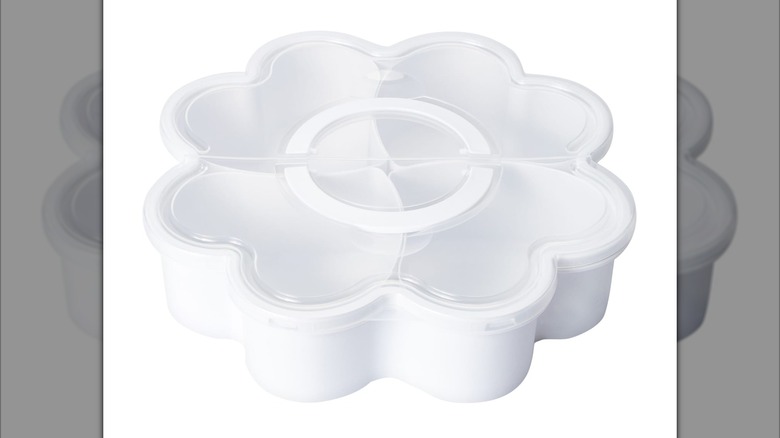 Five Below flower serving tray in white.