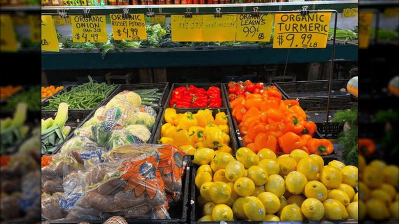 Organic fruits and vegetables for sale at MacPherson's in Seattle.
