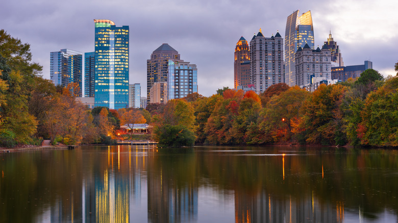 Atlanta skyline overlooking river