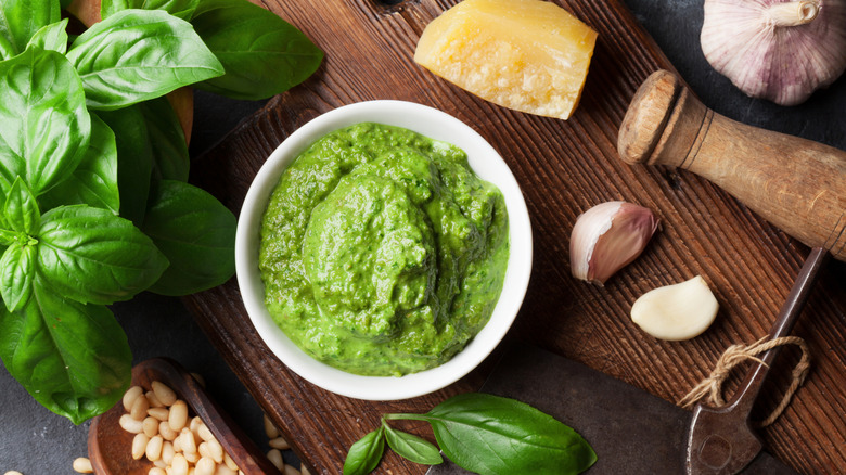 Pesto sauce in a bowl
