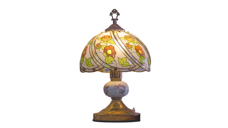 Tiffany style lamp with flower patterns
