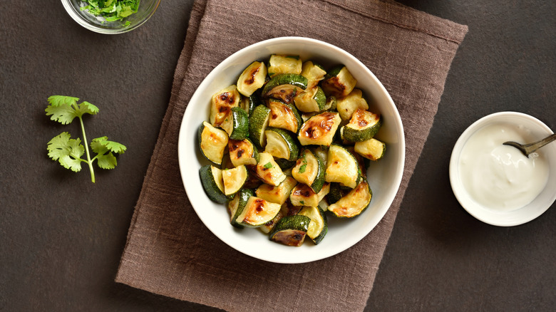 Roasted zucchini in a bowl