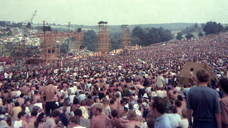 Crowds at Woodstock August 1969.