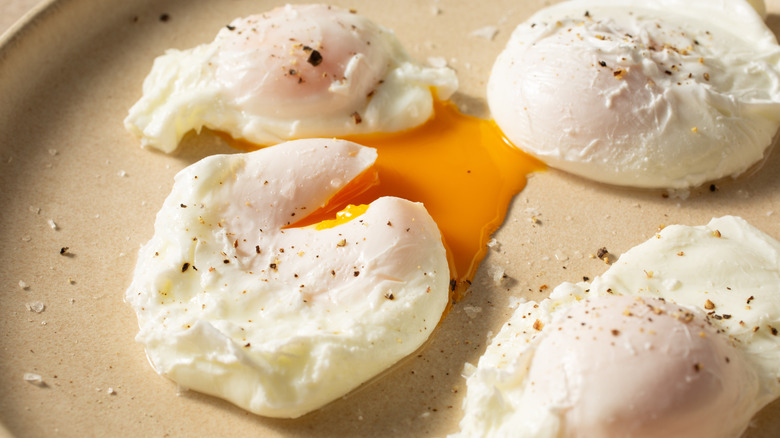 Plate of poached eggs