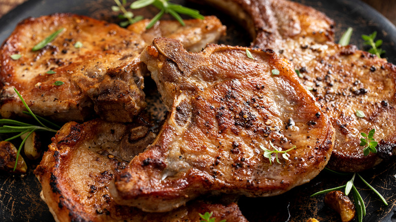 Pork chops on a plate
