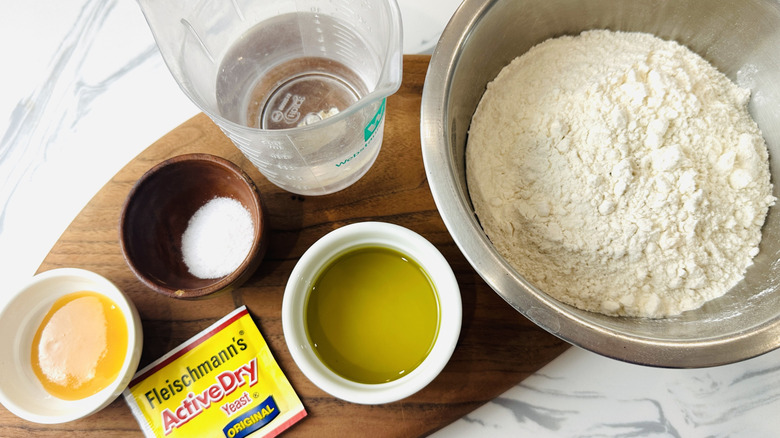 Ingredients for homemade pizza dough