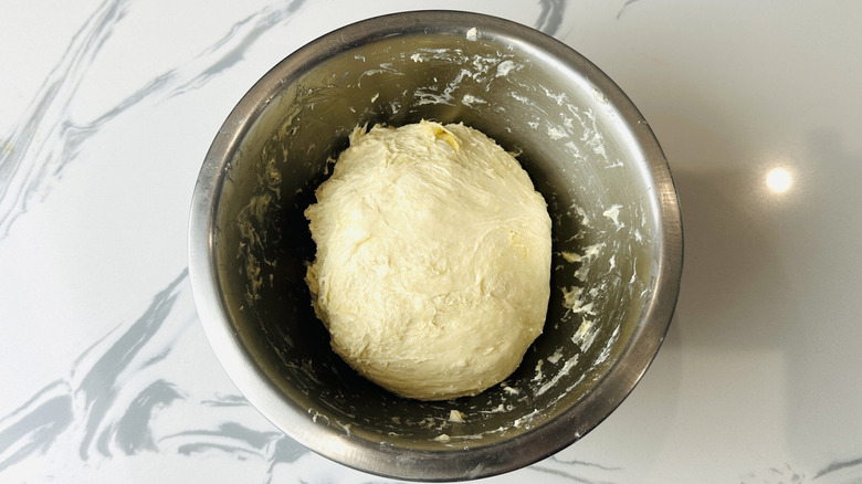 Pizza dough in bowl