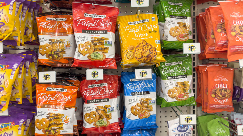 Pretzel crisps in a store display