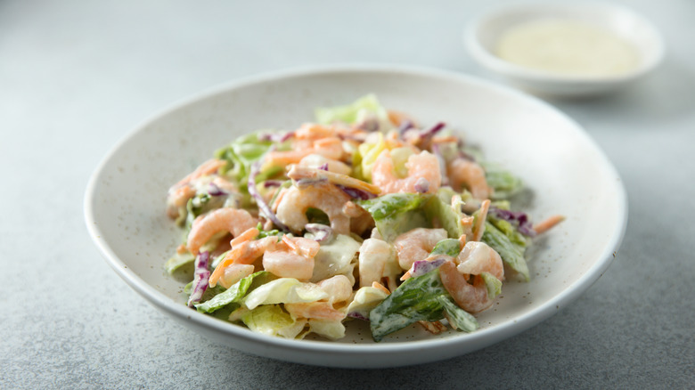 Homemade coleslaw with shrimp