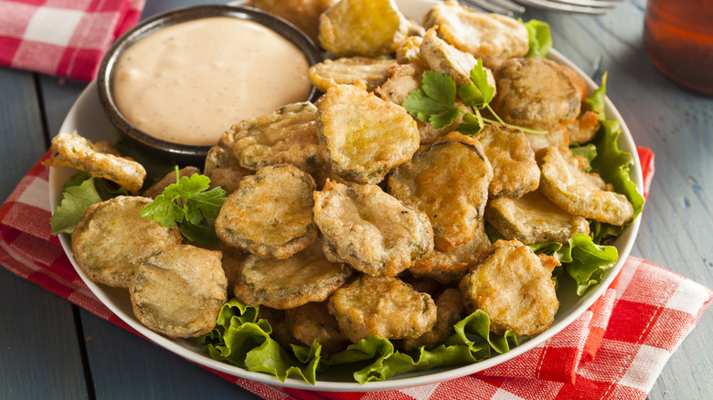 Plate of fried pickles