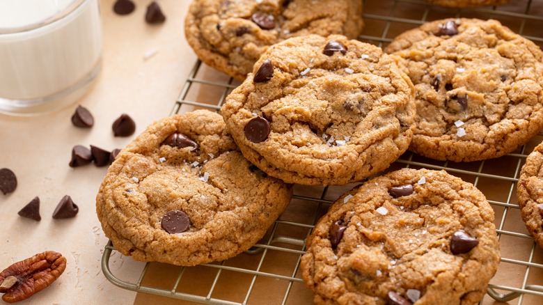 Tray of chocolate chip cookies