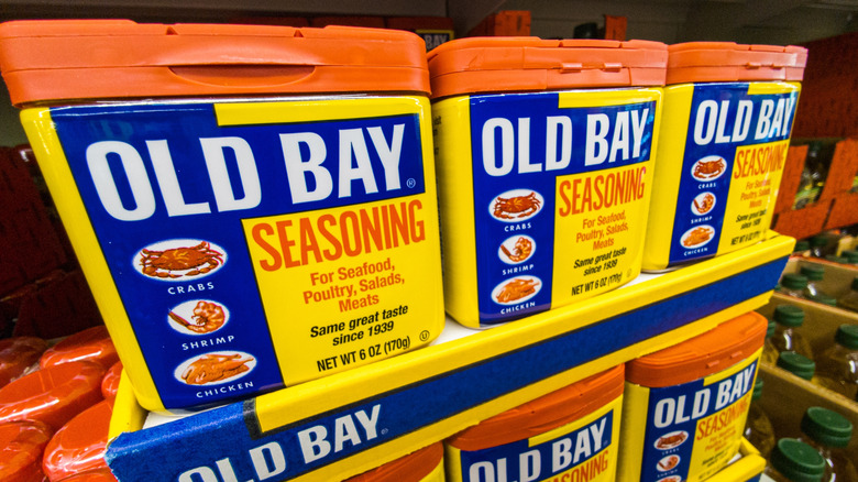Old bay Seasoning containers on store shelves