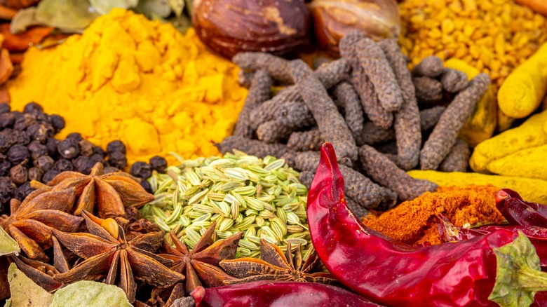 assorted whole and powdered spices