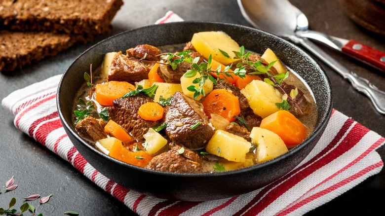 Irish beef stew with potatoes and carrots