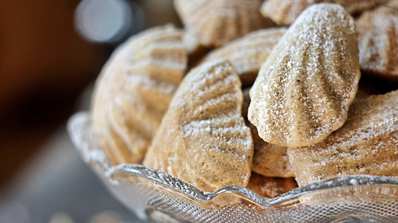 Close up of bear paw shortbread cookies