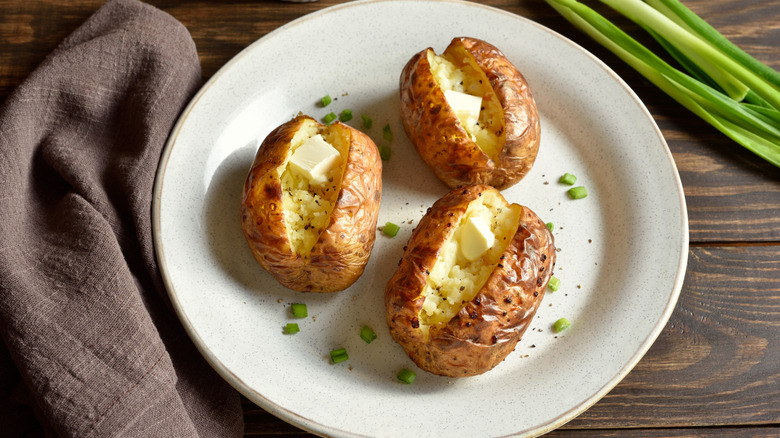 The loaded baked potato from Longhorn Steakhouse.