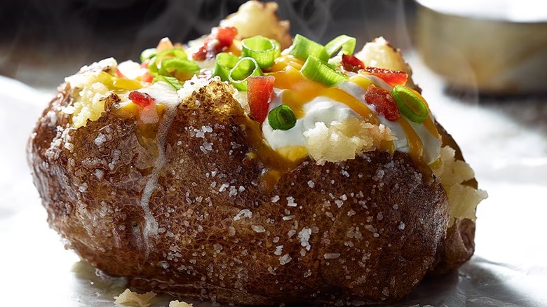 The loaded baked potato from Longhorn Steakhouse.