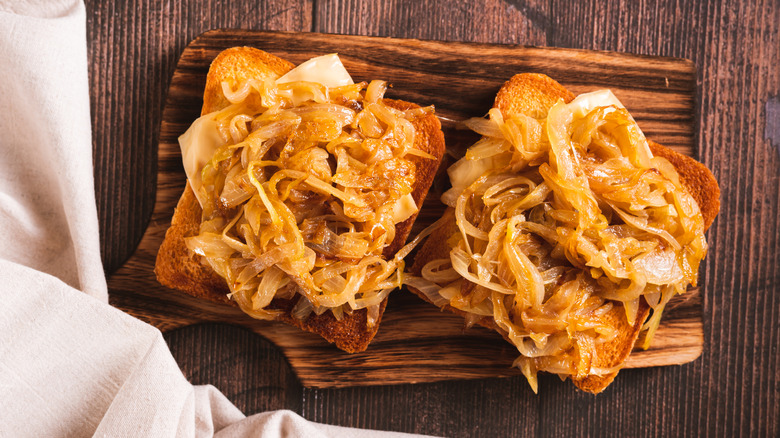 Caramelized onions on toast