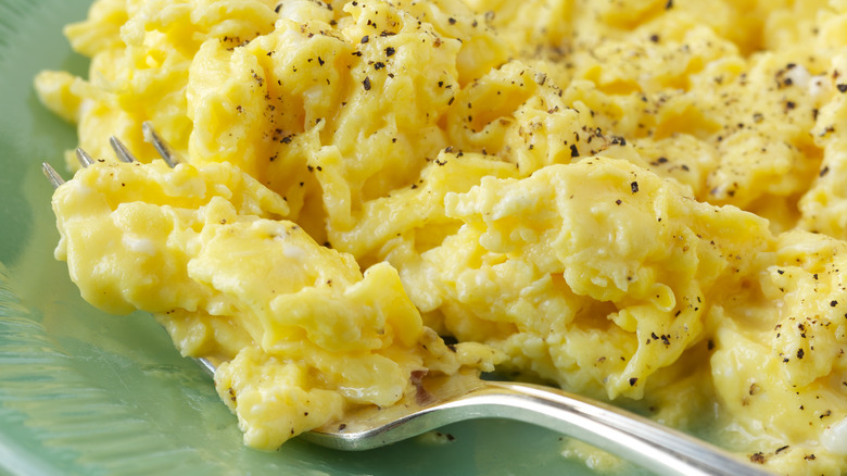 plate of scrambled eggs