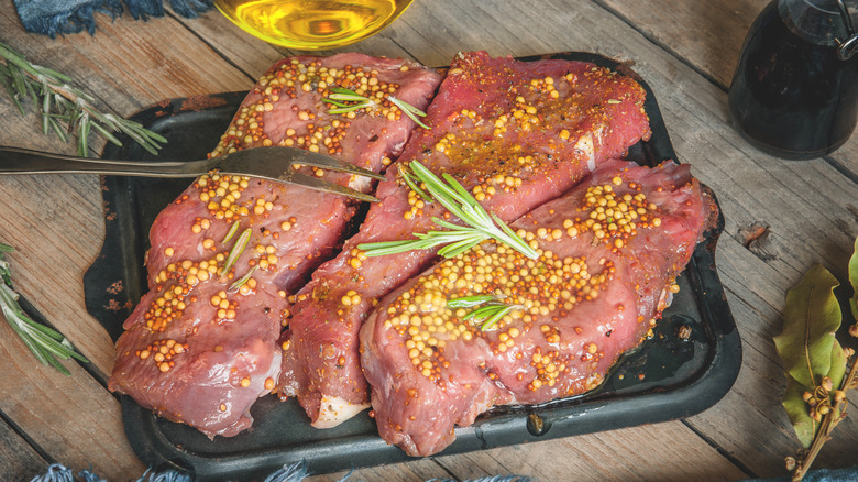 Mustard on beef