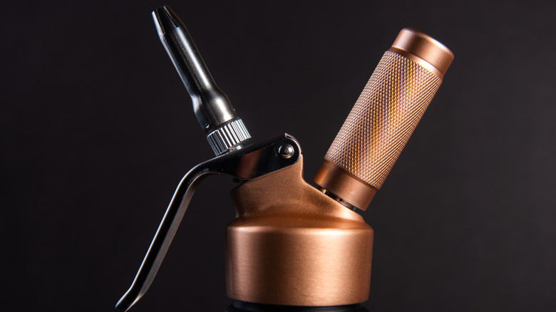 Steel and brass whipped cream dispenser head