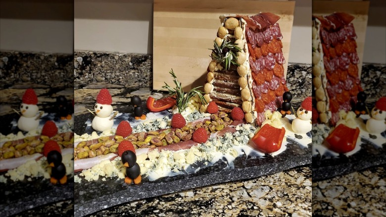 Charcuterie chalet with fresh veggies