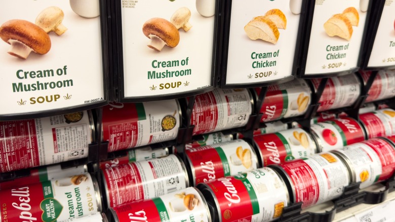 A selection of cream-of soups at the store