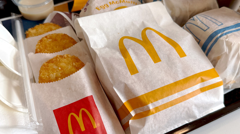 A tray of McDonald's breakfast items