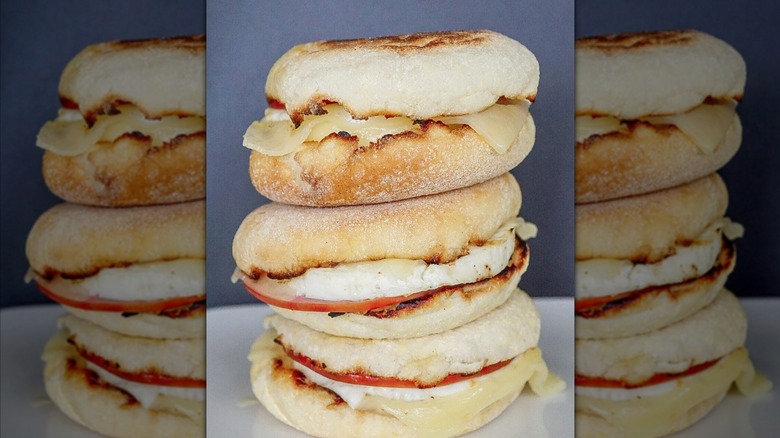 McDonald's Egg White Delight McMuffins stacked atop one another