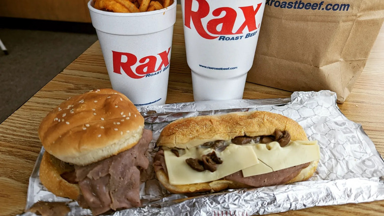 Two roast beef sandwiches at Rax Roast Beef