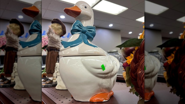 A goose statue from the '90s at a thrift store