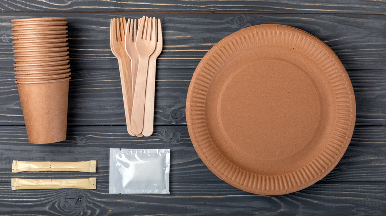 Disposable plates, cups, napkins, and utensils