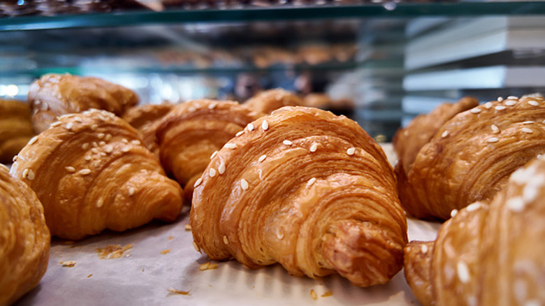 croissants in a pastry case