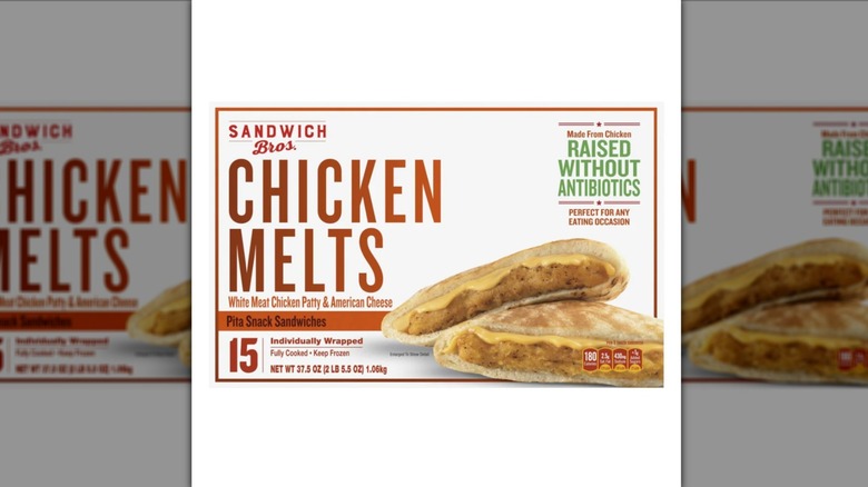 Box of Sandwich Bros Chicken Melts Pita Snack Sandwiches