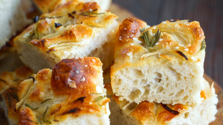 Pieces of focaccia bread