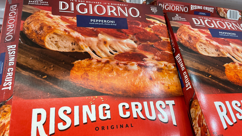 DiGiorno pepperoni pizzas for sale in grocery store