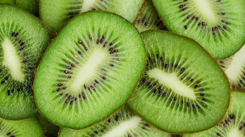 Close-up of sliced kiwis