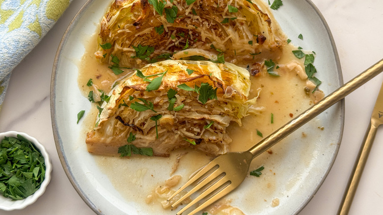 melting cabbage on plate