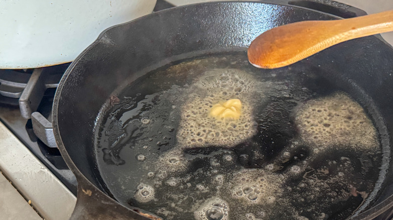 butter sizzling in skillet