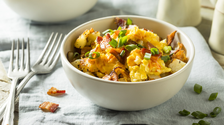 breakfast bowl with scrambled edggs