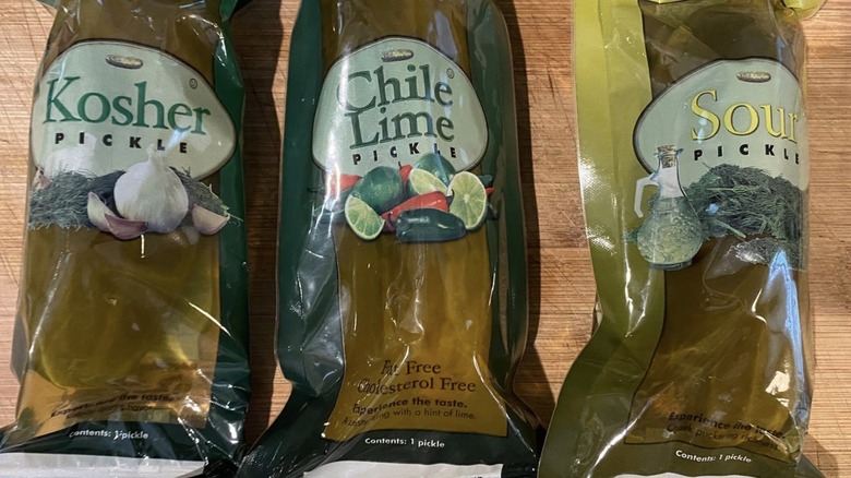 three flavors of pouch pickles