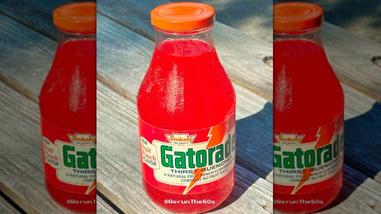 A glass bottle of Fruit Punch Gatorade from 1983